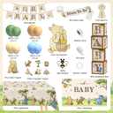 Classic Winnie Bear Baby Shower Decorations, Neutral All-In-One Pooh Baby Shower Balloon Arch Baby Boxes Backdrop Banner Tablecloth Cake Cupcake Topper Bee Stickers Mom To Be Sash Kit for Boys Girls