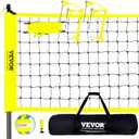 VEVOR Portable Volleyball Net Set, Adjustable Height Steel Poles with PVC Volleyball Pump, Carrying Bag for Beach Backyard