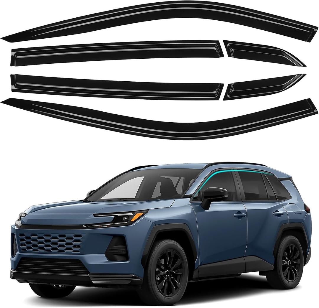 6PCS Side Window Deflectors Compatible with Toyota 2026 RAV4 LE SE XLE XSE Limited Hybrid Accessories Shatterproof Window Rain Guards Window Visors Vent Deflector
