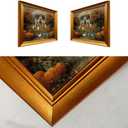 Rustic Halloween Picture Wall Decor Vintage Gold Framed Haunted Mansion Halloween Canvas Wall Art Ghosts Print Fall Wall Decor Farmhouse Autumn Landscape Pumpkin Painting, 20"L x 16"W