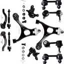 ECCPP 12Pcs 2 Lower Control Arms 2 Lower Ball Joints 2 Inner 2 Outer Tie Rod Ends 2 Front 2 Rear Sway Bar End Links 2006 2007 2008 2009 2010 2011 for Honda Civic Suspension Kit