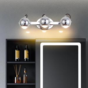 MantoLite Bathroom Vanity Light3-Light 360 Adjustable Anti-GlareBrushed Nickel Chrome3CCT & RA>90 True-ColorFits 1.7m Mirrors