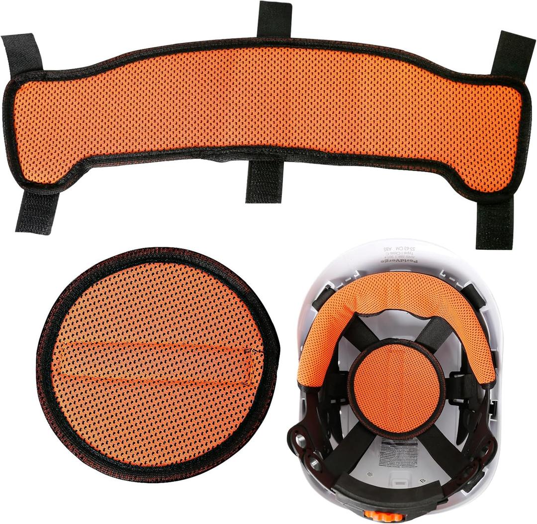 Aolamegs Hard Hat Sweatband and Top Pad - 1 Set Washable Hard Hat Sweat Bands with Helmet Padding,3-Layer Fabri Hardhats Sweat Liner Replacement,Hardhat Accessories for Welding/Construction Helmet