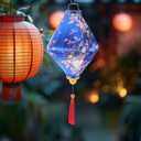 LUOZZY Traditional Asian Vietnamese Lanterns Weatherproof Silk Hanging Lanterns for Outdoor Patio Gardens Decorations