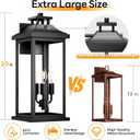 VenzBlomia 20" Large Dusk to Dawn Outdoor Lights 3-Light, 2 Pack Black Modern Exterior Lighting Fixtures Photocell Sensor Outside Porch Lights Wall Mount, Waterproof Patio Exterior Sconce Lamps E12