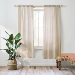 Valea Home Linen Curtains Panel 72 inch Long Light Filtering Rod Pocket Crude Drapes for Bedroom Living Room Farmhouse Window Treatment Panels, Natural, 1 Panel