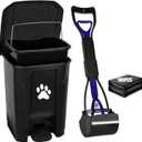 Outdoor Dog Poop Trash Can with Lid, Dog Waste Trash Can Pet Waste Container Pooper Scooper for Yard Garden Kitchen with Removable Inner Bin, Large Garbage Bag, Black (15 L)