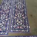 Przemy Runner Rug for Bedroom, 2x6 Washable Floral Runners Rug, Non Slip with TPR Backing Rustic Carpet for Kid's Bedside Living Room Entryway Hallway Kitchen, Purple, Pack of 3