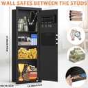 37.4" Tall Sturdy Wall Safes Between the Studs 16" Centers, Fireproof in Wall Safe with Removable Shelf, Combination Lock Hidden Safe for Money Jewelry Passport Documents