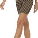 WSPLYSPJY High Waist Biker Yoga Shorts for Women's Black and White Checkered Athletic Running Workout (XS)