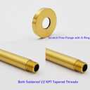 Aquaiaw Shower Arm and O-Ring Flange, 6 inch, Solid Brass, Round, Both Soldered 1/2 NPT Tapered Threads, Straight Shower Arm Extension, Ceiling Shower Head Arm for Rainfall Shower (Brushed Gold)