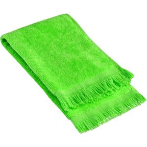 The Holy South - Fringed Reversible Fingertip Hand Towel (Size 11" W x 18" L) Terry Cotton Washcloth Set for Face and Bathroom use. (3, Lime Green)