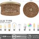 Rattan Ceiling Light, 3 Light Boho Light Fixture, Round Woven Flush Mount Ceiling Light for Entryway, Hallway, Bedroom, Kitchen