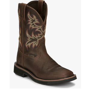 Justin Driller 11" Waterproof Work Boot for Men's - Stampede Collection - Full Grain Leather, Rubber Outsole, Size 9,5
