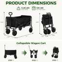 DUMOS Collapsible Wagon Cart, 330lbs Capacity, Black | Heavy Duty Foldable Utility, Detachable Brake Wheels, Flexible Handle for Beach Garden Sports Grocery Camping