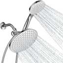 dual shower head with handheld combo,8.6 inch Rainfall showerhead,6 settings hand held shower heads with hose (Chrome)