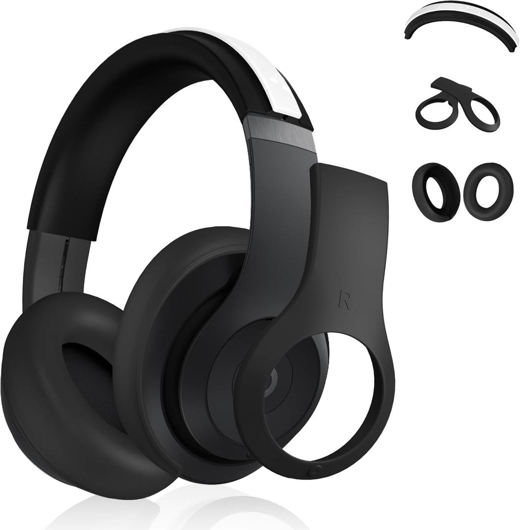 Beats Studio Silicone Case - 3 in 1 Ear Pad, Shell, Headband Cover - Anti-Scratch Protector (Black)