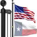 25FT Heavy Duty Aluminum Flag Pole Kit, In Ground Flagpole with Black Finish | Flag Poles for Outside House In Ground, Outdoor Flag Pole Kit with 3x5 US Flag, 80MPH Wind Resistant, Sectional Design