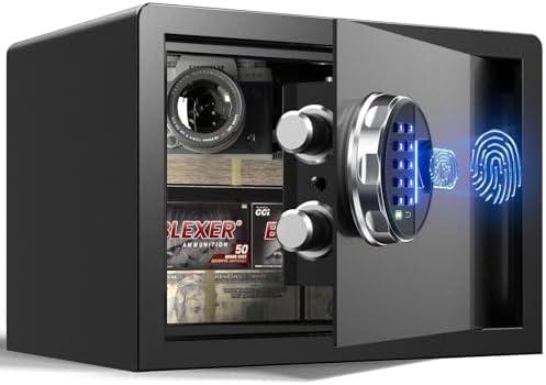 Grimtron Smart Biometric Safe - (0.80 cu. ft.) Fingerprint Lock Box with Silent Mode, Backlit Keypad and LED Light . Size: 13.78x 9.84 x 9.84in