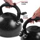 Emeril Lagasse 3.2 Quart/3 Liter Whistling Tea Kettle, Stainless Steel Whistling Tea Pot for Induction Stove Top, Fast to Boil Water for Home Kitchen Condo, with Ergonomic Cool Grip Handle, Black