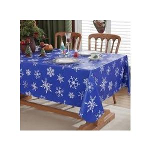 Honellaty Christmas Red Table Cloth, Snowflake Print, Flannel Backed Vinyl Tablecloth for Rectangle Tables, Waterproof PVC Plastic Table Cover for Christmas Winter, Holiday Party Use 52 x 70 Inches