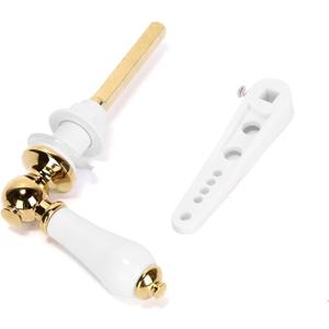 Toilet Handle Flush Rod Replacement Kit Ceramic Pull Handle 18mm/0.7inch Hole for Most Toilet Tank Lids (Gold) Toilet Handle Flush Rod Replacement Kit Ceramic Pull Handle 18mm/0.7inch Hole for Most Toilet Tank Lids (Gold)