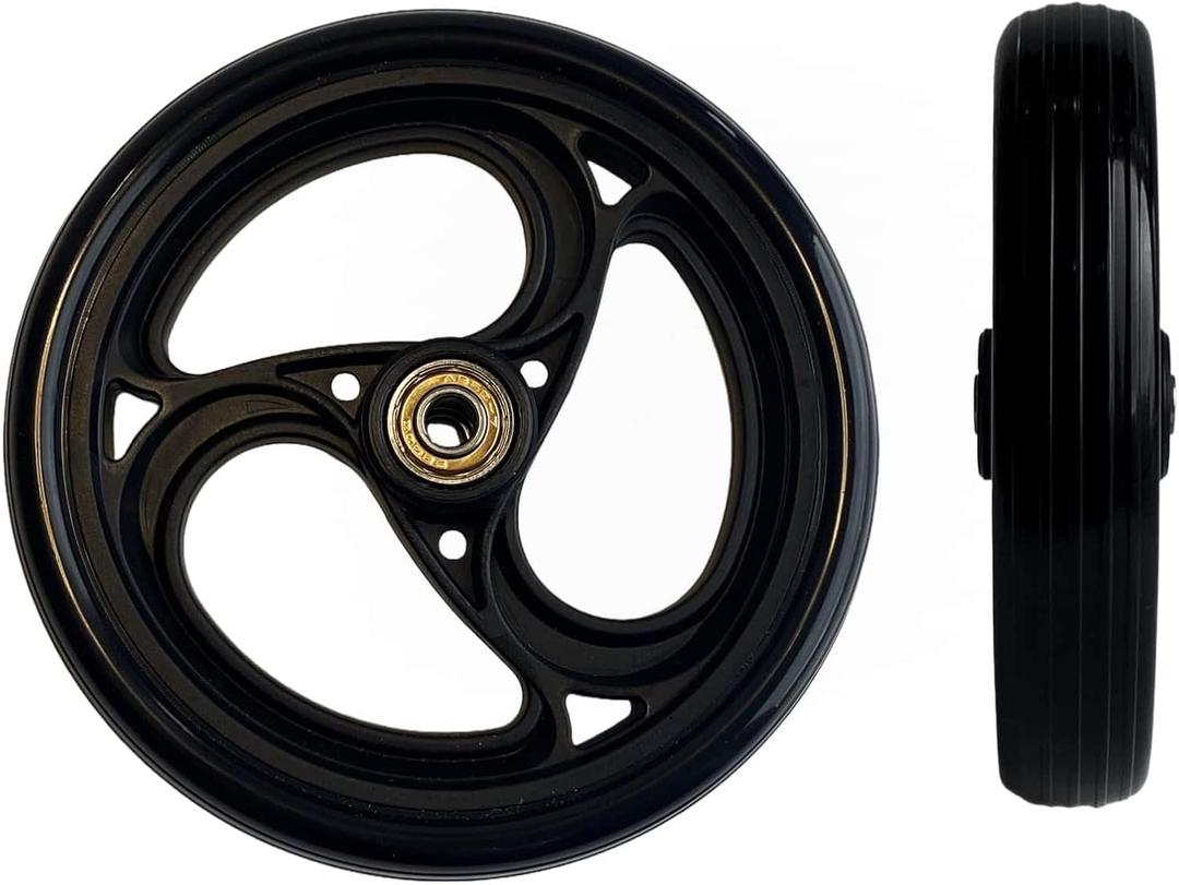 2Pcs 6 Inch Charcoal Wheels for Walker - Universal Hard Rubber Walker Wheels Replacement, Fit Drive Rollator & Wheelchair Wheel, All-Floor Safe Rolling, Essential Walker Accessories