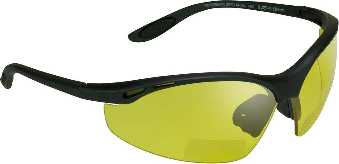 proSPORT Bifocal sunglass Safety Reader Z87 Wrap Around No Slip Grip +1.50 +2.00 +2.50 & higher, Yellow