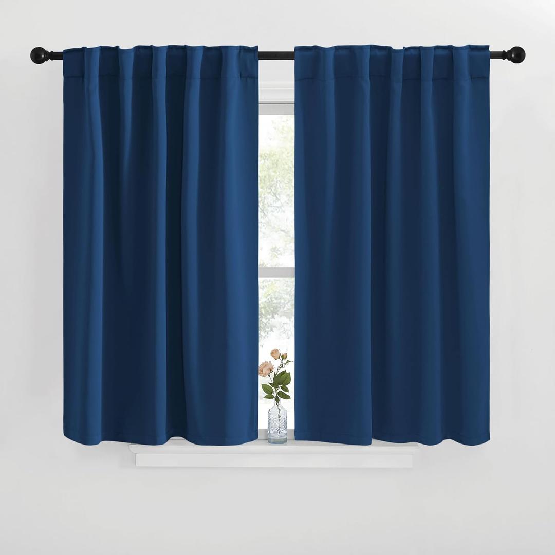 NICETOWN Blackout Curtain Panels for Living Room - (Moroccan Blue Color) 42x36 inch, 2 Panels Set, Room Darkening Blackout Drapes for Window
