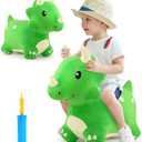 iPlay, iLearn Bouncy Pals Dinosaur Hopper Toy 2 Year Old Boy, Toddler Plush Bounce Animals, Ride on Bouncing Triceratops for Kids, Outdoor Hopping Horse Bouncer, Cool Birthday Gifts 3 4 5 6 Yr Girls