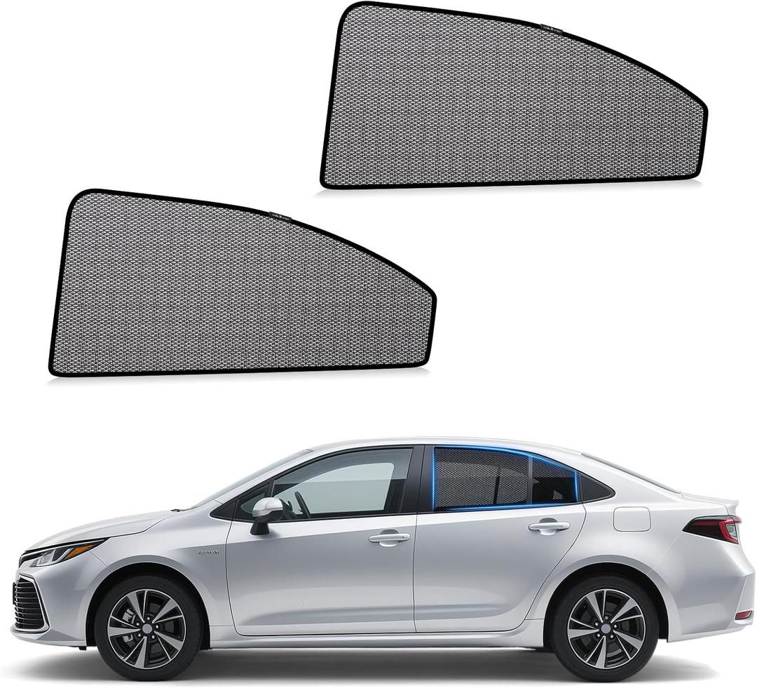 ZATOOTO Car Window Shades Toyota Corolla 2019-2024 for Rear Window | Car Window Covers for Baby & Pets | Blocks 99% UV Rays & Heat | Breathable Mesh Sunshade | Bug-Free Protection for Camping & Travel