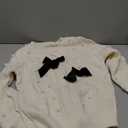 MakeMeChic Women's Bow Crew Neck Sweater Long Sleeve Pom Pom Cute Pullover Tops (Large, Apricot)