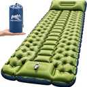 Myxslop Camping Sleeping Pad, Ultralight Inflatable Camping Mat with Pillow Built-in Foot Pump Sleeping Mat, Compact Camping Pad Gear for Backpacking Hiking Tent Travel Car Outdoor Green, Single (76"L x 27"W x 6.5"Th)