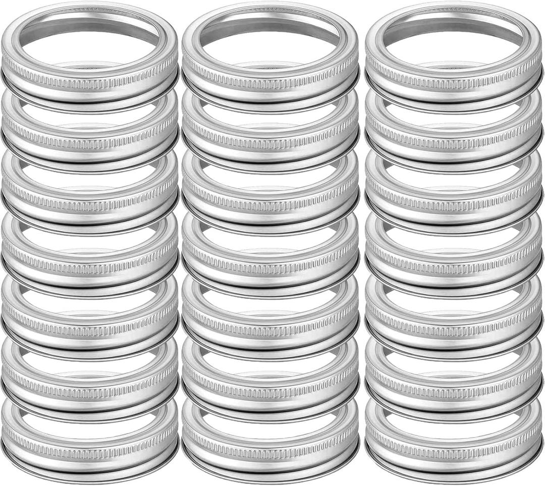 42 Pieces Wide Mouth Canning Rings, Wide Mouth Mason Jar Rings - Replacement Metal Lids for Mason Jar Large Mouth (42 Pcs Wide Mouth Ring(Silver))