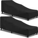 Waterproof Patio Chaise Lounge Cover, 2 Pack of Pool Lounge Chair Covers for Outside Stackable Cushions and Outdoor Furniture, 80" x 30" x 26" H, Black
