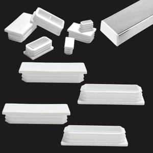 EASYEAH 2" x 4" Plastic Hole Plugs White -Rectangle Chair Leg Caps & Pipe Plugs, Tubing End Caps for Metal and Wood Legs, Outdoor Furniture Feet Table Patio Glide Floor Plastic Plugs, 4 PCS