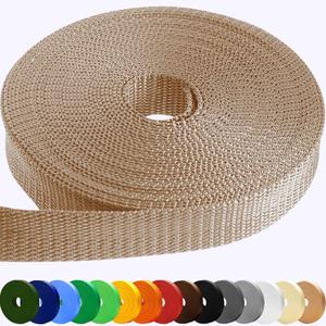 TECEUM 3/4" & 5/8" & 1" & 1.5" & 2" Webbing  10 25 50 Yards  40+ Colors  Heavy Duty 1 Inch 1.5 Inch 2 Inch Backpack Straps  Webbing for Outdoors Indoors Crafting DIY (Beige)