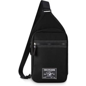 True Religion Crossbody Bag Men  Casual Shoulder Sling Bag for Men, Small Travel Mens Crossbody (One Size, Black)