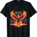 Phoenix Fire Mythical Bird Inspirational Motivational T-Shirt (Small, Black)
