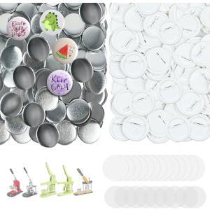 200 Sets 2.25 inch 58mm Round Button Maker Supplies,2.28 inch Blank Badge Button Parts Making Kit for Maker Machine, Plastic Pin Backs with Blank Paper and Clear Film, Perfect for DIY Crafts (2.25in/58mm)