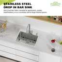 Kitchen And Bar Sink, 20x16 Inch Stainless Steel Drop In Modern Single Bowl Topmount Kitchen And Bar Sink Combo-SS Grid,Silicon Mat,Drain Strainer Set Compatibility With Various Kitchen&Bar Style, 18X12X9 Inches