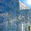 QHYsunshine One Way Privacy Film, Window Tint for Home,Daytime Reflective, Anti UV Static Cling Sliding Door Coverings No Glue Garage Solar Paper (Black - Silver- Daisy , 45.27 x 157.4 in)