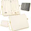 Colingmill 2 Pack Necklace Display Stand for Selling Double-sided Velvet Necklace Organizer Large Metal Chain Holder Stand Beige Grey Chain Jewelry Display for Vendor Craft Show Exhibidores