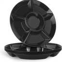 greenandlife 4 Pcs 12.4" Large Divided Serving Trays for Party Supplies, 6 Compartments Round Plastic Platters for Serving Food, Unbreakable Reusable Trays for Snack, Veggie, Fruit, Candy, Black