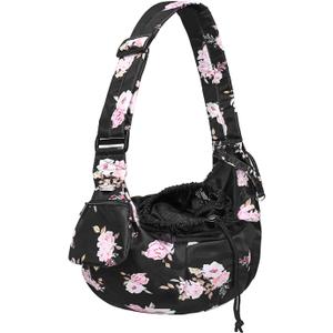 Petmolico Pet Dog Sling Carrier, Hands Free Breathable Mesh Adjustable Dog Cat Puppy Bag with Zipper Pocket for Daily Walk, Travel Outdoor Activity and Weekend Adventure, Pink Rose