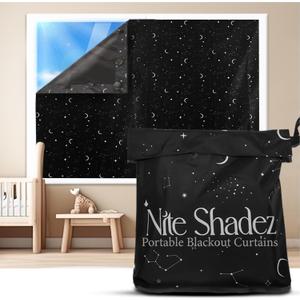 Portable Blackout Curtains (60" x 80") - Travel Blackout Curtains for Baby Nursery w/Stars - Portable Blackout Shades w/UV & Thermal Protection - 20 Stick on Suctions & Velcro Blackout Window Cover (59.8"W x 78.7"L (Pack of 1))