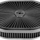 Oval 12"x2" Air Cleaner Filter Assembly Kit Compatible with GMC Chevy Ford Chryler Dodge V8 Black 5-1/8" Carb Neck w/Flow-Thru Lid High Flow Chrome 5331ABK