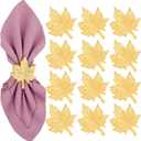 CLEENTABLE Maple Leaf Napkin Rings - Set of 12 Handcrafted Aluminum Napkin Holders for Cloth & Paper Napkins, Elegant Table Dcor for Wedding Receptions Thanksgiving Christmas Holiday Parties (Gold)