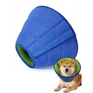 Dog Cone Collar Alternative,Comfortable Cones for Dogs to Stop Licking After Surgery,Adjustable Comfy Cones, Comfortable Fabric Elizabethan Collars (Green Blue, M)