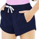 Topstype Girls' Casual Sweat Shorts Summer 5-14 Years (7-8 Years, M, Dark Blue)